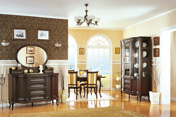 Klassisches 10-Set Esszimmer Vitrine Kommode Stühle Tisch Chippendale Wohnzimmer