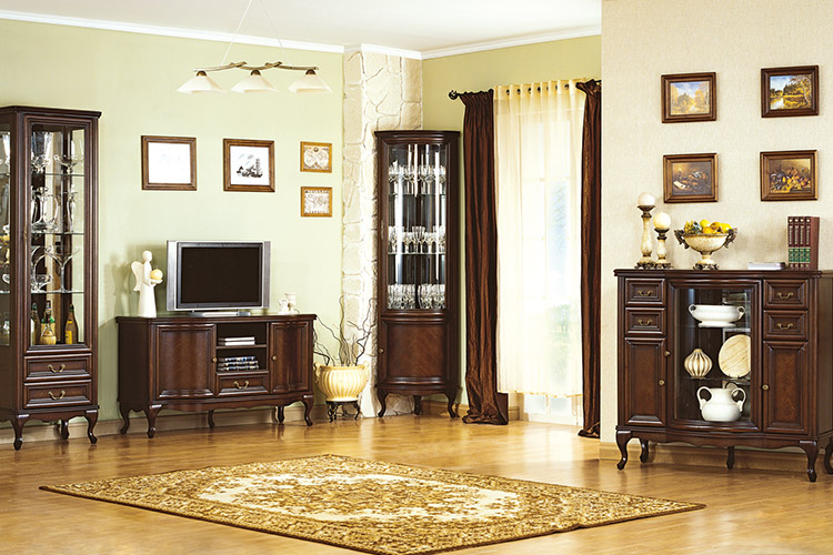 Klassische 4 Sets für Wohnzimmer Vitrine Schrank TV-Vitrinen Chippendale Royal