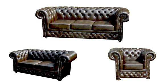 CHESTERFIELD 3+2+1 LEDERSOFA SOFAGARNITUR POLSTER COUCH