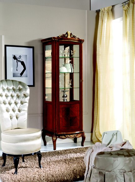 Klassische Möbel Holz Braun Vitrine Schicke Luxus Vitrineschrank Italienische Möbel