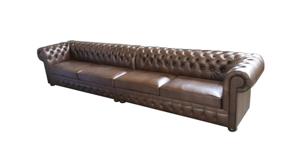 XXL Chesterfield Sofa 400cm für 7 Personen Couch Polster Garnitur Leder