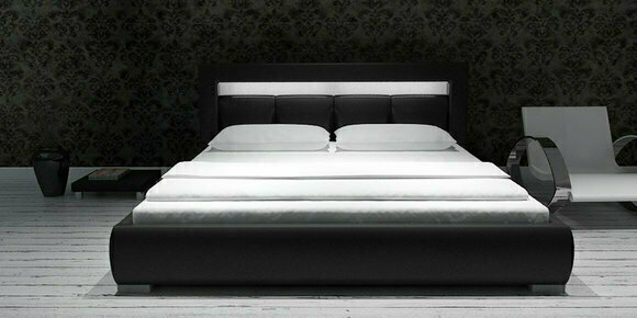 Designer Polsterbett Bett Doppelbett Lederbett Betten mit Beleuchtung Lagerware Moon 180x200cm