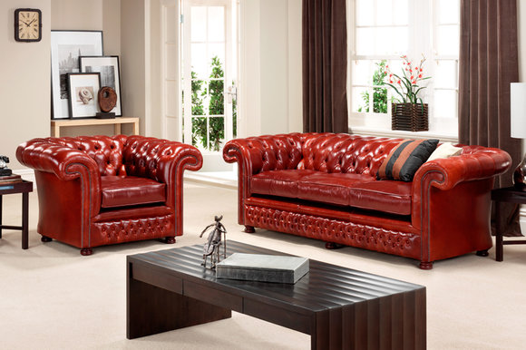 Chesterfield Ledersofa Textil Leder Garnitur Polster Couch 3+2+1 Sofagarnitur