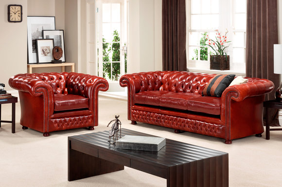 Chesterfield Ledersofa Textil Leder Garnitur Polster Couch 3+2+1 Sofagarnitur
