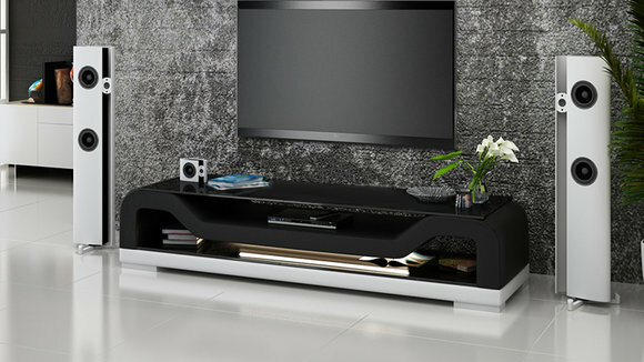 RTV TV SIDEBOARD LEDER GLAS TISCH FERNSEH SCHRANK TISCH DESIGNER NEU