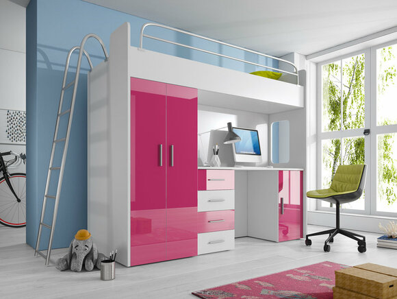 DOPPELSTOCKBETT STOCKBETT BETT ETAGENBETT MIT SCHREIBTISCH + KLEIDERSCHRANK