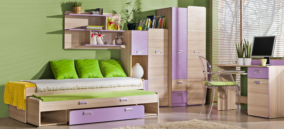 Komplett Jugendzimmer Kinderzimmer Bett Bettkasten Schreibtisch Schrank