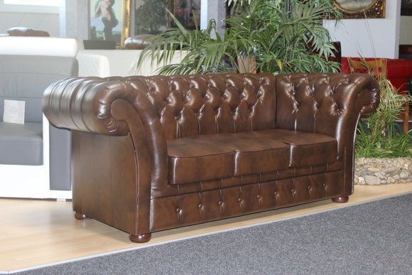 CHESTERFIELD 210cm Couch LEDER SOFA 3-SITZER - WINCHESTER