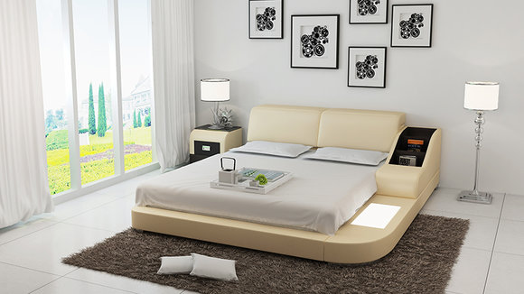 Polster Design Luxus Bett Betten Leder Modernes Schlafzimmer 140/160/180 LB8815