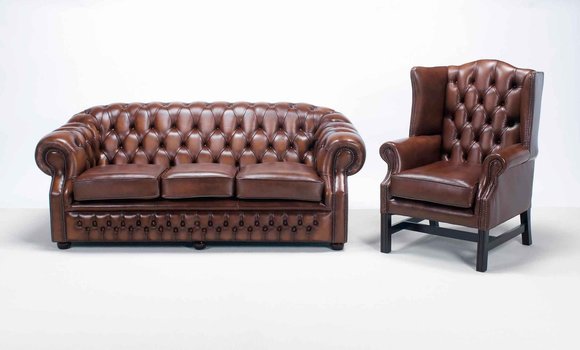Sofagarnitur Chesterfield Sofa Set Ohrensessel Couch Polster Sitz Garnitur Neu