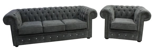 Chesterfield Couch Polster Sofas Klassischer Sofagarnitur Sofa 3 +1 Sitzer