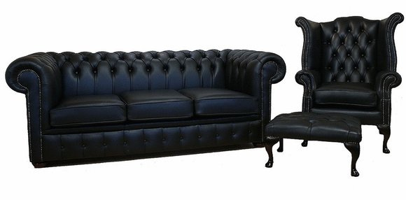 Sofagarnitur Chesterfield Polster Couch Sofa Leder Sitz Garnitur Ohrensessel