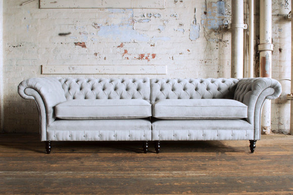 XXL Big Sofa Couch Chesterfield 240cm Polster Sofas 4 Sitzer Leder Textil #E1
