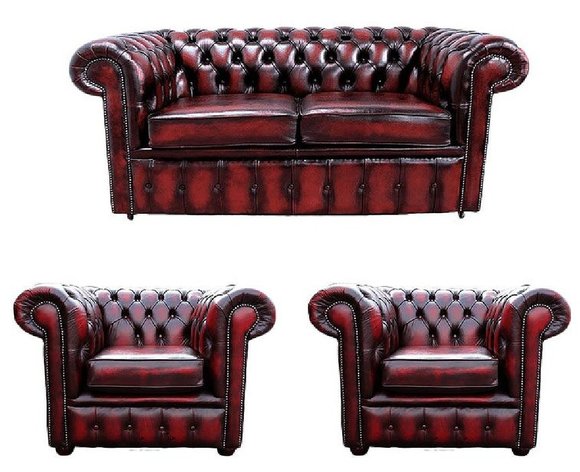 Chesterfield Ledersofa Textil Couch Stoff Polster Sofa Garnitur Sitz Neu 2+1+1