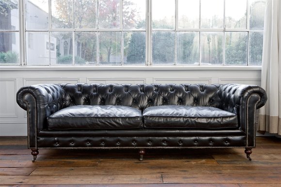 Chesterfield Couch Polster Sofas Klassische Leder Textil Sofa 4 Sitzer Neu - 292