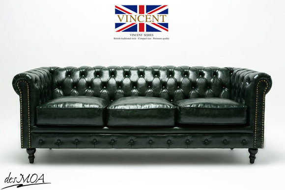 Chesterfield Couch Polster Sofas Klassischer Leder Schaffhau 3 Sitzer - 300