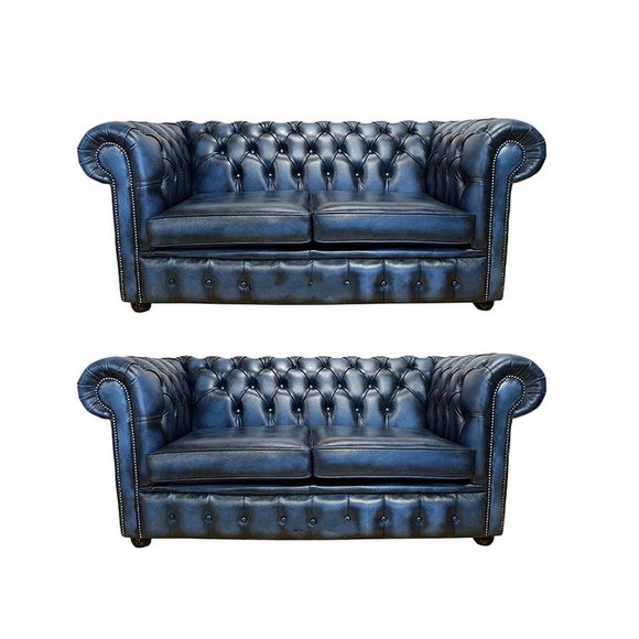 Chesterfield Couch Polster Sofas Klassischer Leder Schaffhau 2+2 Sitzer - 410