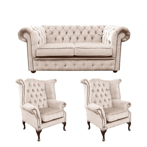 Chesterfield Design Luxus Polster Sofa Couch Sitz Garnitur Leder Textil Neu #490