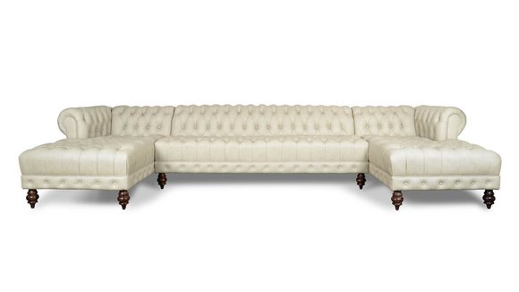 Chesterfield Couch U-förmig Sofa Klassische Leder Wohnlandschaft Ecksofa