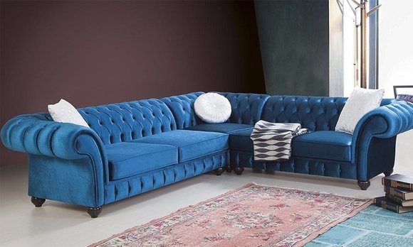 Chesterfield Ecksofa Sofa Couch Ledersofa Polster Eck Couch Garnitur