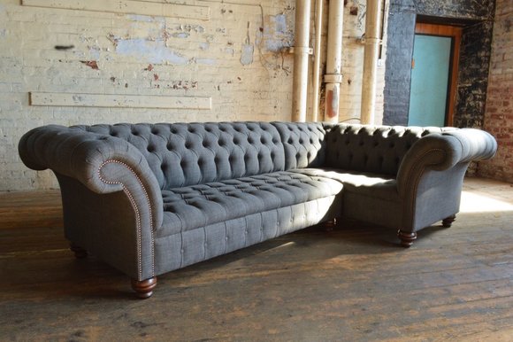 Chesterfield Ecksofa Sofa Couch Ledersofa Polster Eck Couch Garnitur