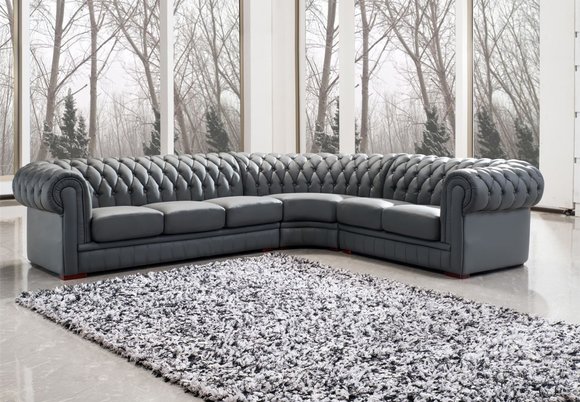 Chesterfield Ecksofa Sofa Couch Ledersofa Polster Eck Couch Garnitur