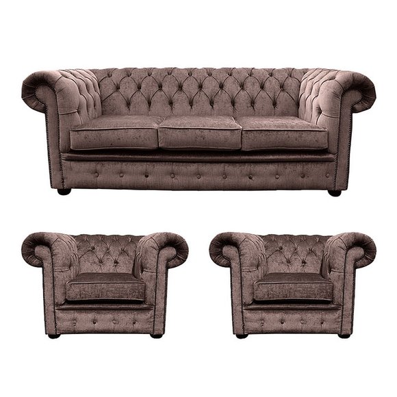 Chesterfield Couch Polster Klassischer Leder Schaffhau 3+1+1 Sitzer 70