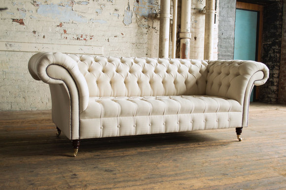 Chesterfield Design Luxus Polster Sofa Couch Sitz Garnitur Leder Textil Neu #190
