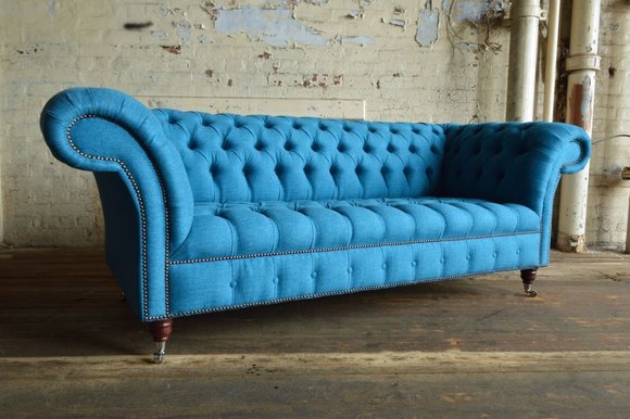 Chesterfield Design Luxus Polster Sofa Couch Sitz Garnitur Leder Textil Neu #199