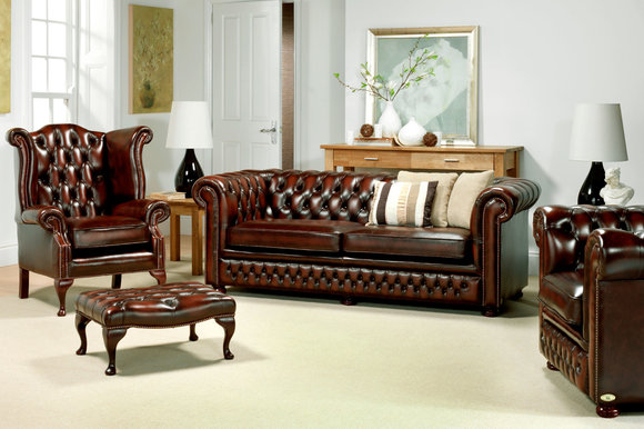Chesterfield Design Sofagarnitur 3 Sitz + Ohrensessel Couch Sofa Polster