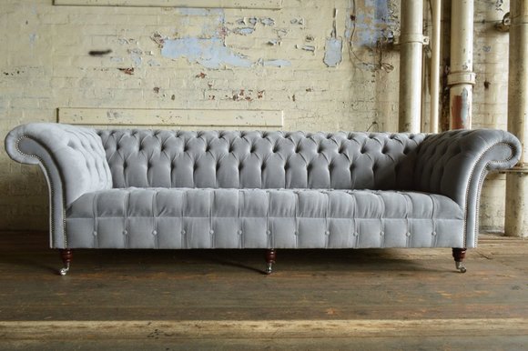 XXL Big Sofa Couch Chesterfield 245cm Polster Sofas 4 Sitzer Leder Textil