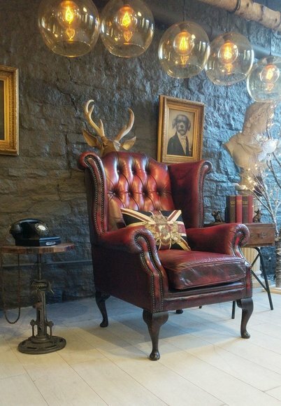 Ohrensessel Sessel Fernseh Design Polster Sofa Couch Chesterfield Textil