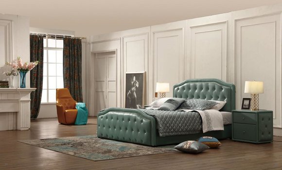 Modernes Design Hotel Bett XXL Betten Luxus Doppel Leder Chesterfield
