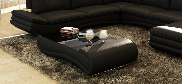 Sofatisch Design Wonzimmer Glas Leder Couch Sofa Tisch Kaffee Beistell