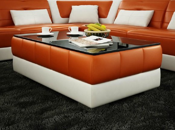 Sofatisch Design Tisch Wonzimmer Glas Leder Couch Sofa Beistell Kaffee