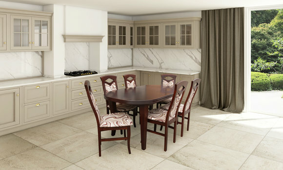 Klassische Esszimmer Garnitur Holztisch mit 6 Stühlen Stuhl Design Tisch