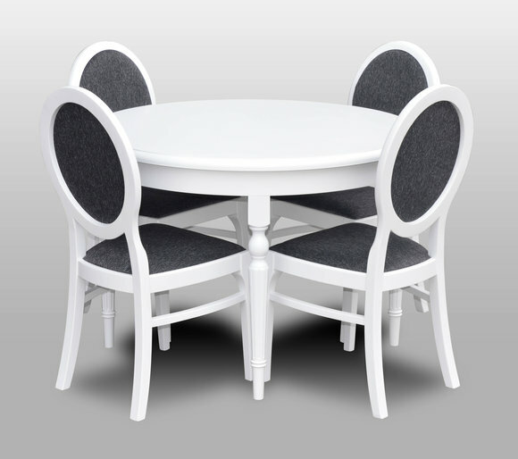 Klassischer Rund Runder Tisch Holz Design Tische Esszimmer + 4 Stühle