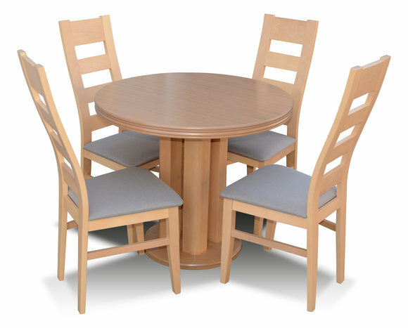 Klassischer Rund Runder Tisch Holz Design Esszimmer Tische 4 Stühle