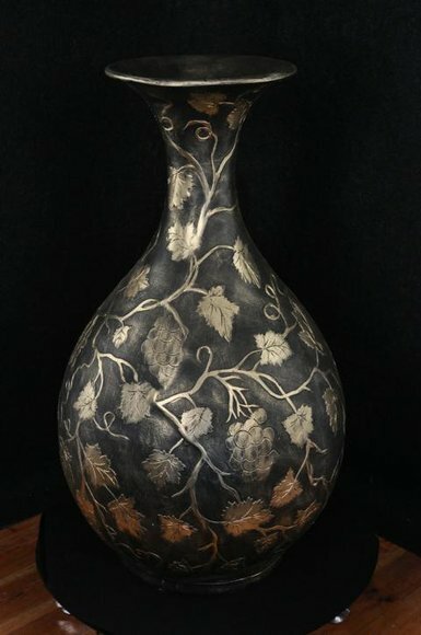 Design Blumen Topf Dekoration XXL Vase Vasen Handarbeit Deko Kelch