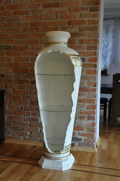 XXL Medusa Antik Stil Vitrine Bar Boden Vase Schrank Vintrinen Säule