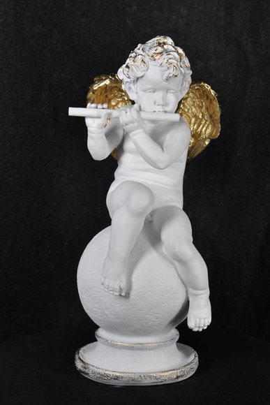 Figur Engel Figuren Skulptur Flöte 69cm Skulpturen Design Dekoration