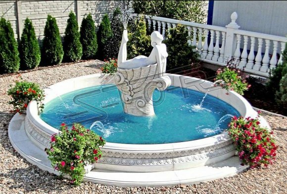 Gartenfigur für "Fontaine" 192cm Teichfigur Menschen Steinguss Gartendeko