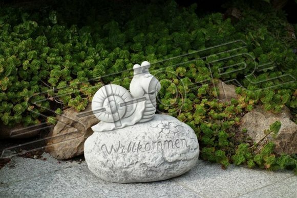 Schild Welcome Schnecke Willkommens Schilder Garten Figur Statue Figuren