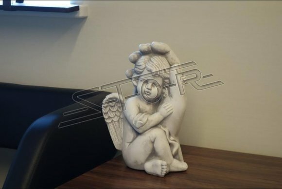 Grabengel Kreuz Grab Deko Grabschmuck Stein Dekoration Statue Skulpturen