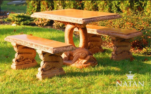 Antik Garten Stil Möbel Rustikal Stein Tische Terrasse Fisch Form Tisch
