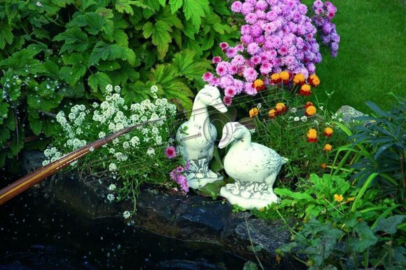 Garten Dekoration Ente Terrasse Stein Figuren Figur Statue Skulptur Vogel