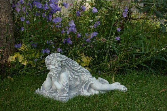 Gartenfigur Engel Garten 26cm Teichfigur Menschen Steinguss Gartendeko
