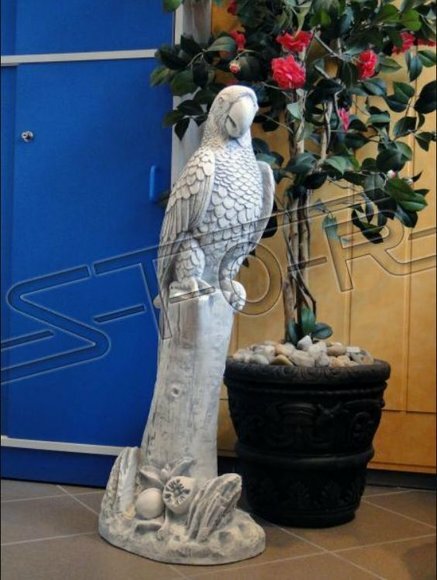 Garten Dekoration Papagei Terrasse Stein Figuren Figur Deko Statue Skulptur