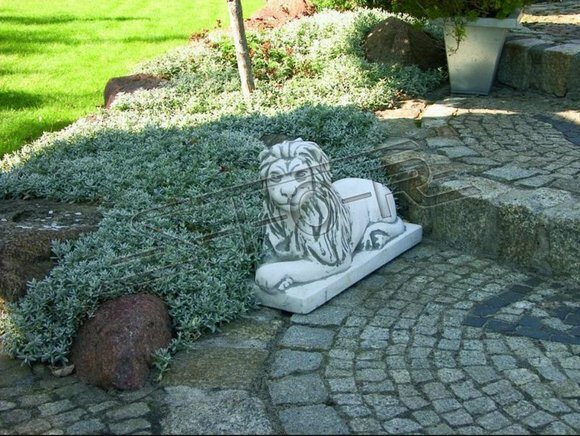 Löwe Liegend Statue Figur Garten Terrassen Dekoration Skulptur Antik Stil 542