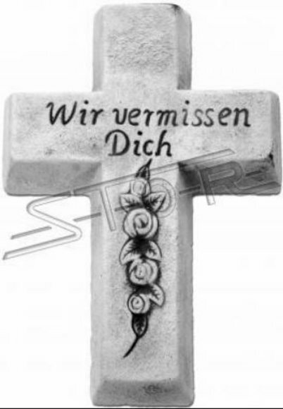 Grabengel Kreuz Grab Deko Grabschmuck Stein Dekoration Statue Skulpturen